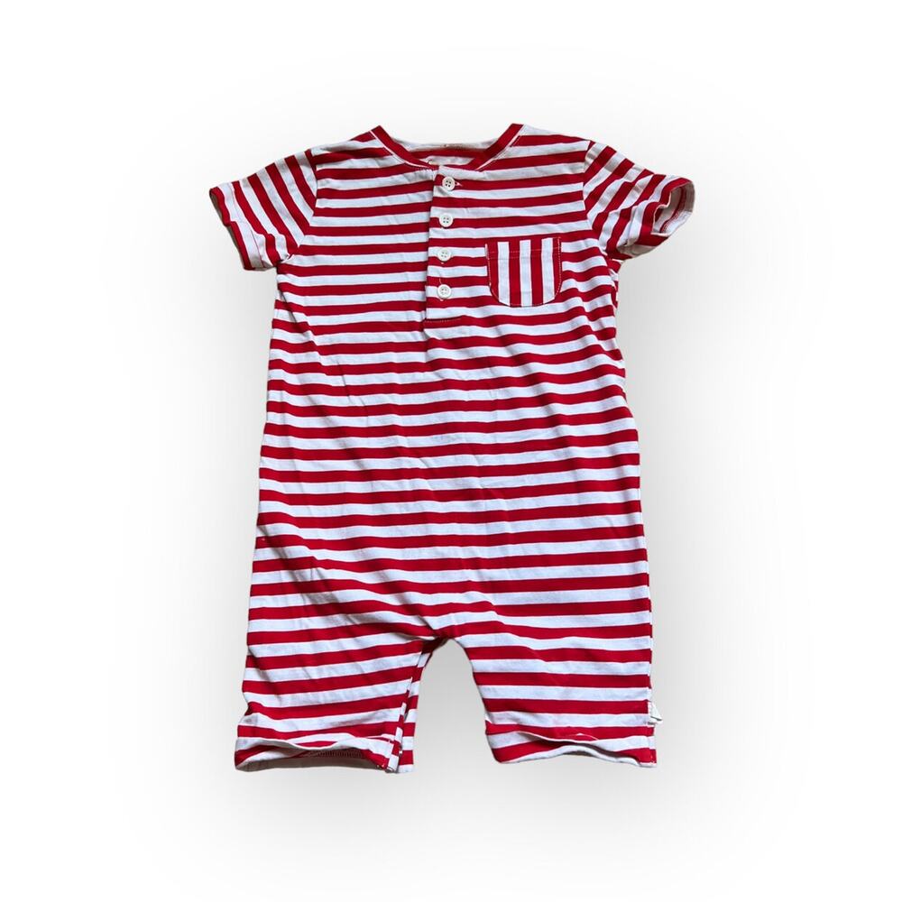Me & Henry Red And White Stripe Shorts Romper